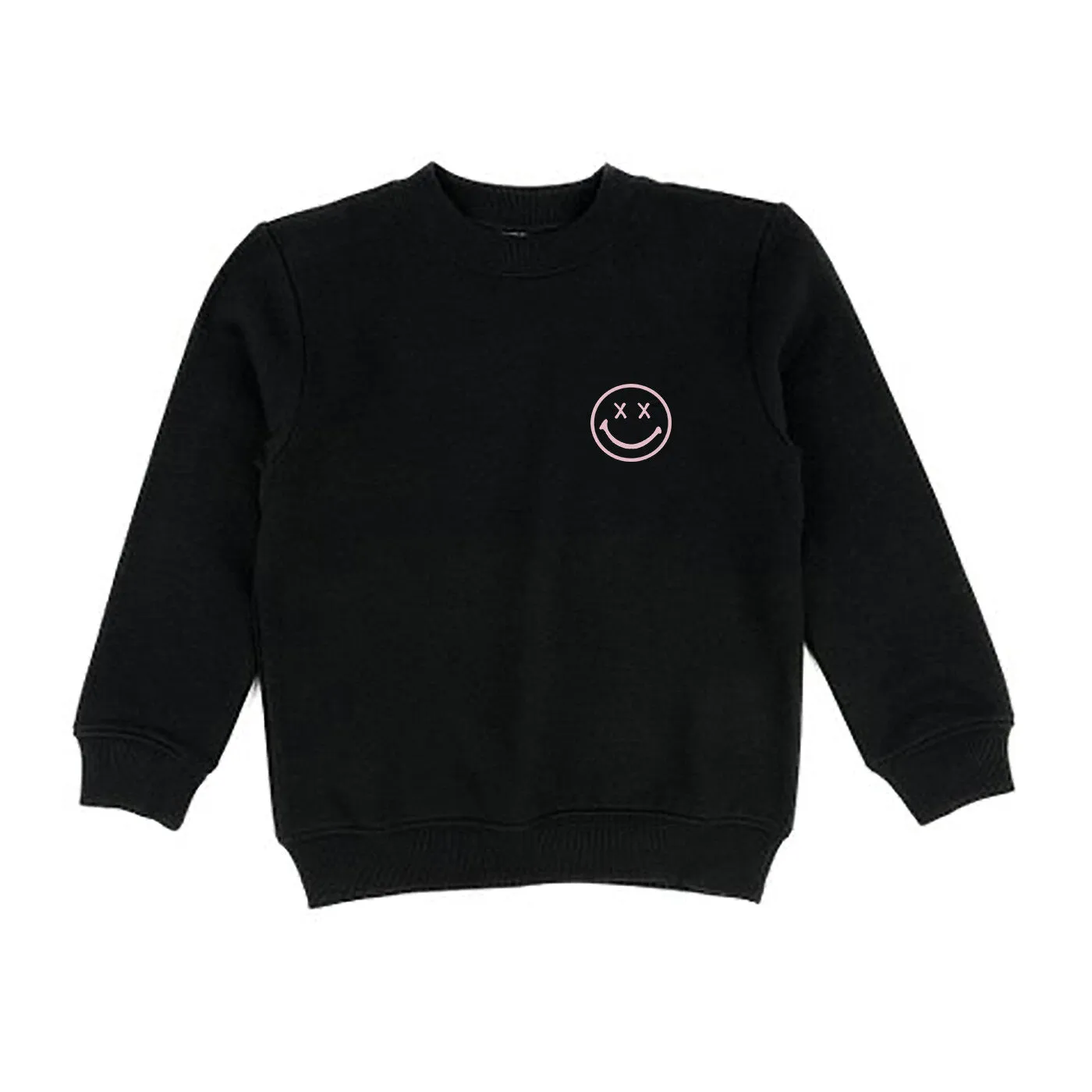 smiley sweatshirt in black & pink