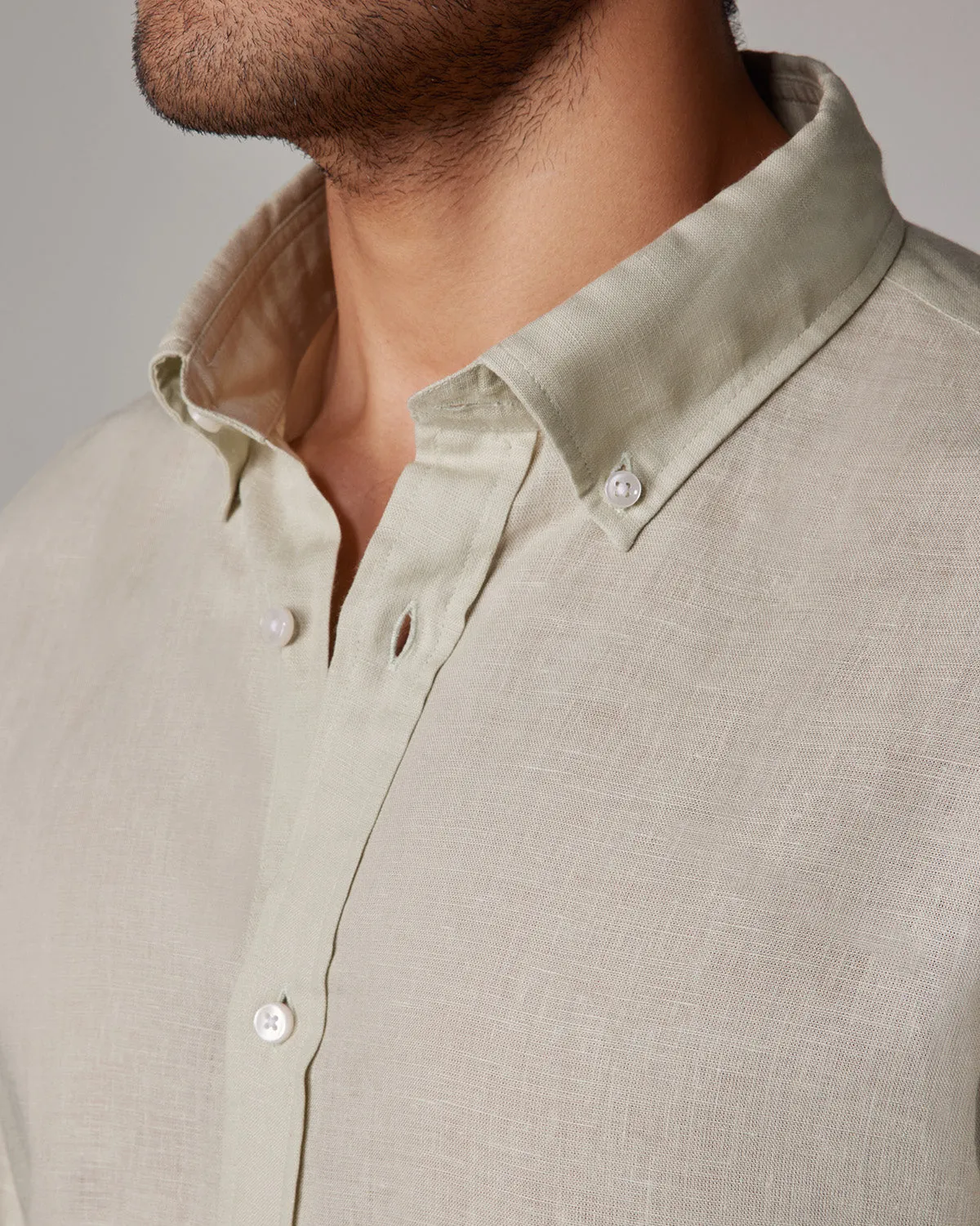 Soft Washed Linen Shirt - Fern Green