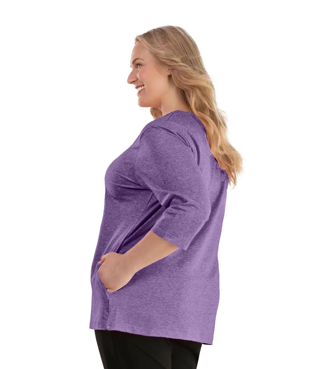 SoftWik V-Neck 3/4 Sleeve Top with Pockets Limited Edition Colors