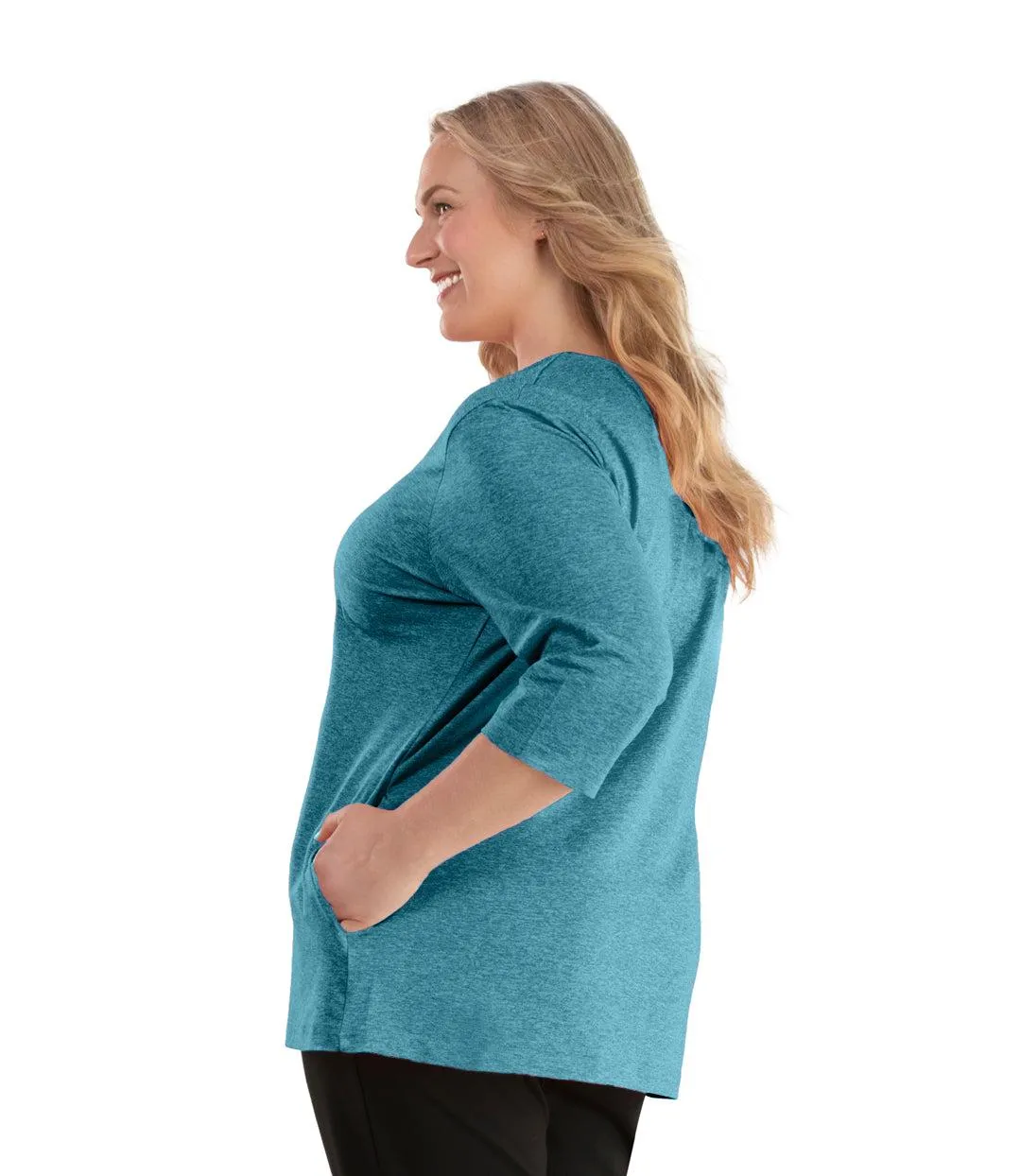 SoftWik V-Neck 3/4 Sleeve Top with Pockets Limited Edition Colors