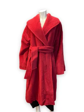 Sonia Rykiel Fluffy Red Alpaca Blend Robe Style Coat Made in France Size M