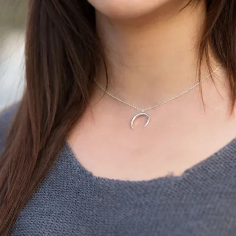 Sterling Silver Crescent Necklace-M H W ACCESSORIES