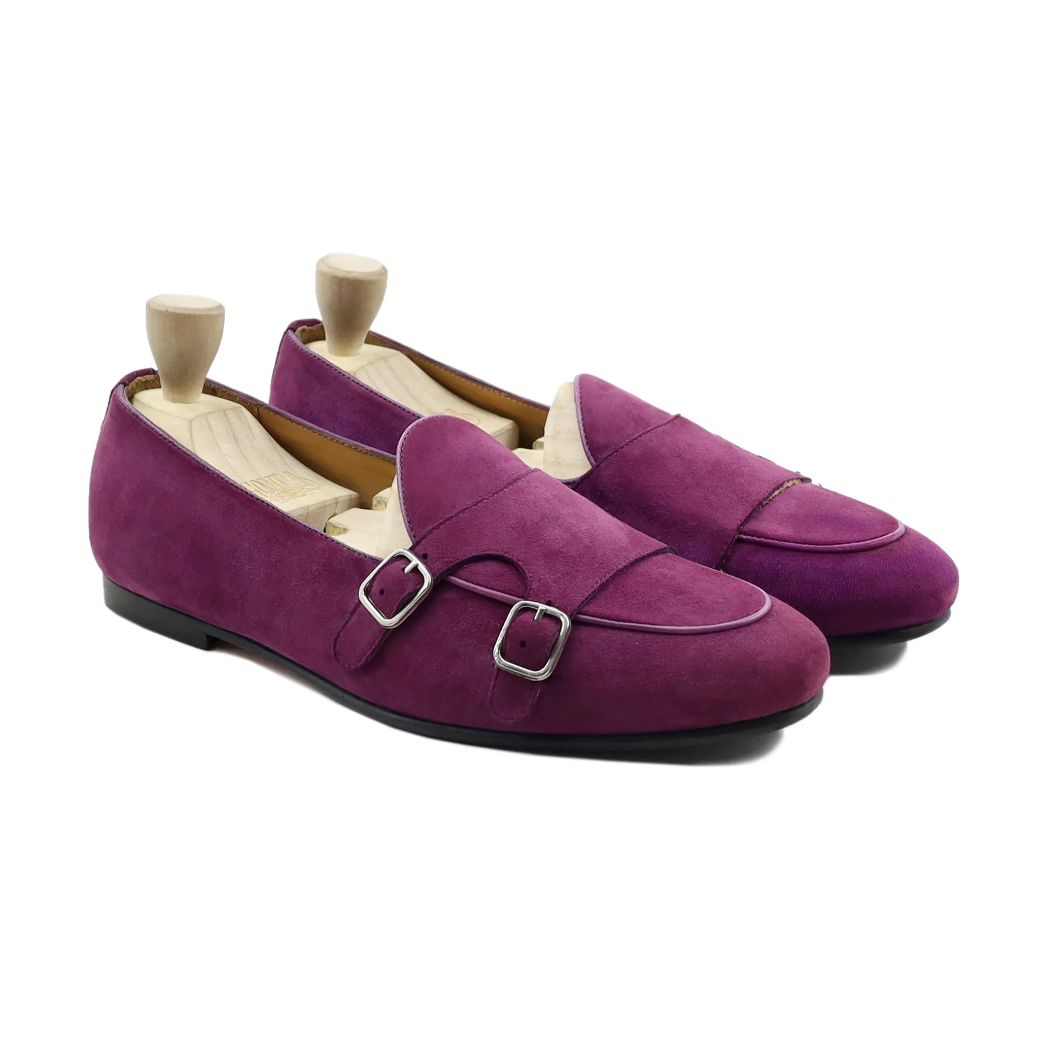 Sundsvall - Men's Boysenberry Kid Suede Double Monkstrap