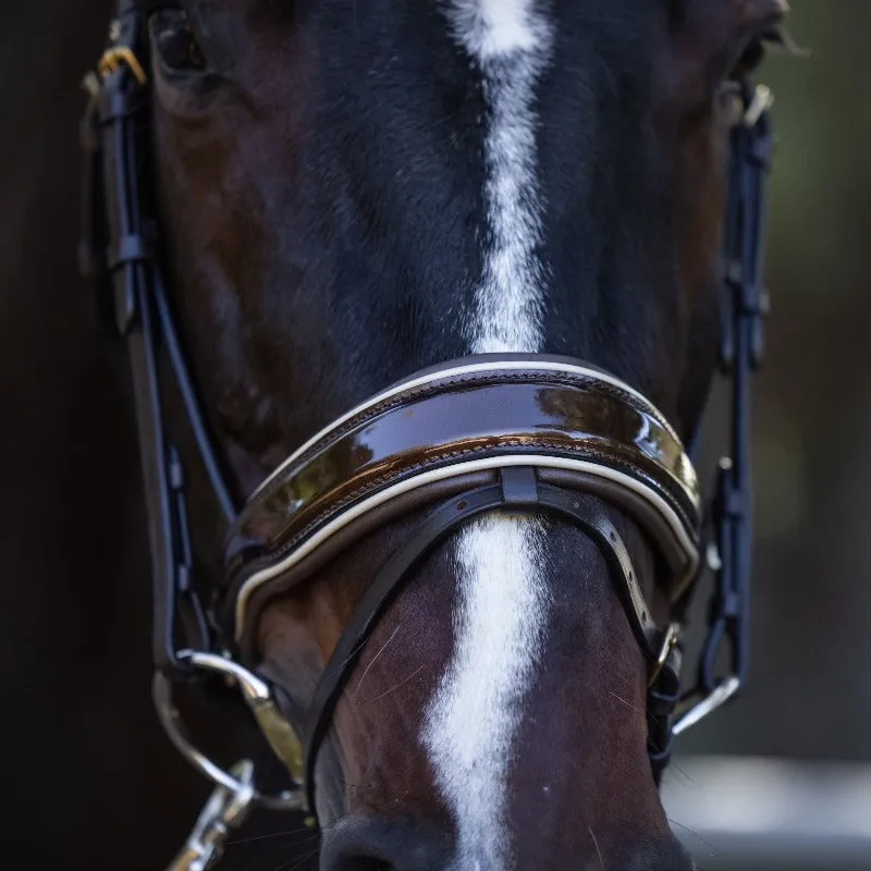 The Catalonia Metallic Bronze Leather Snaffle Bridle with Removable Flash