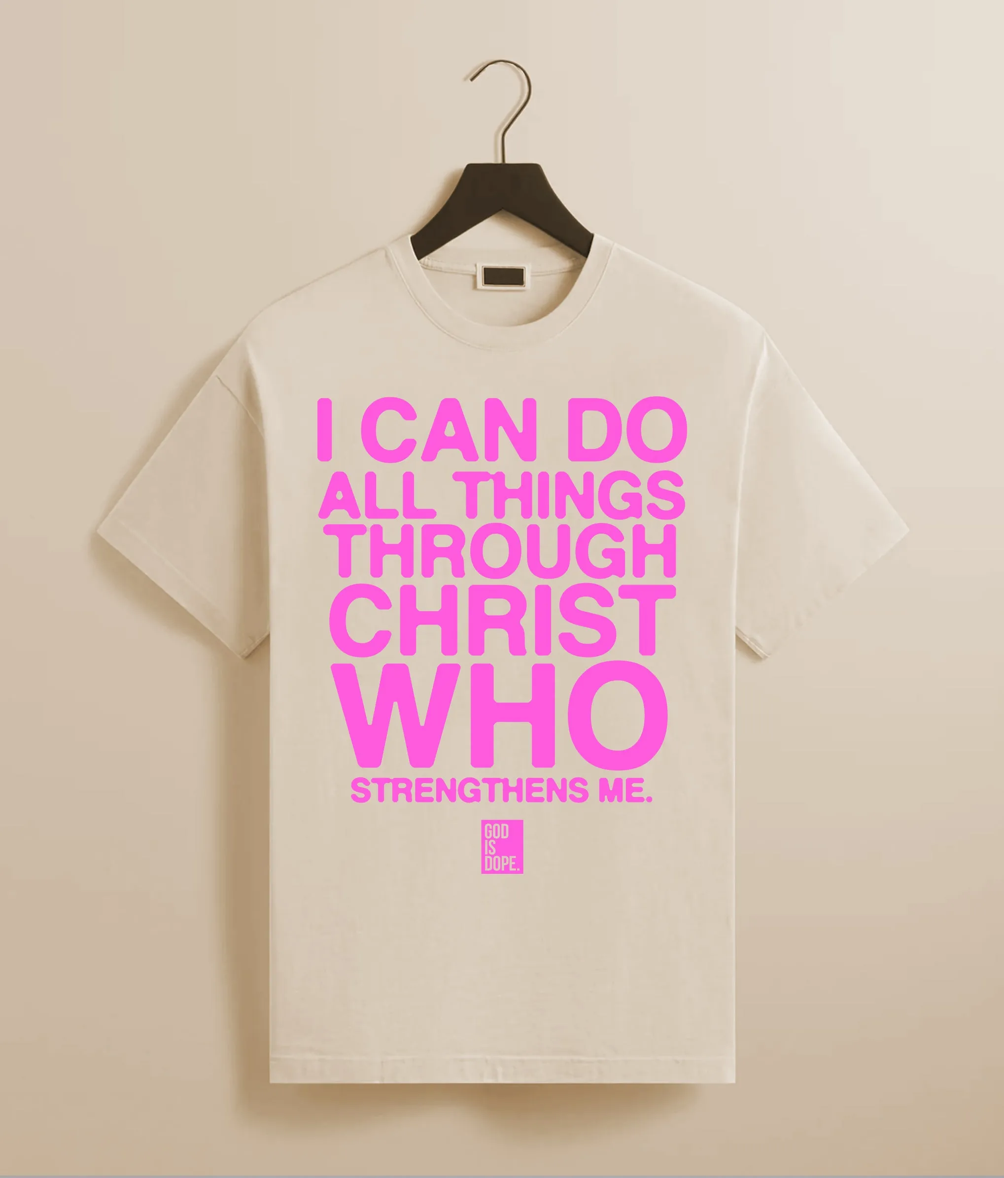 Through Christ Tee (Natural/Pink)