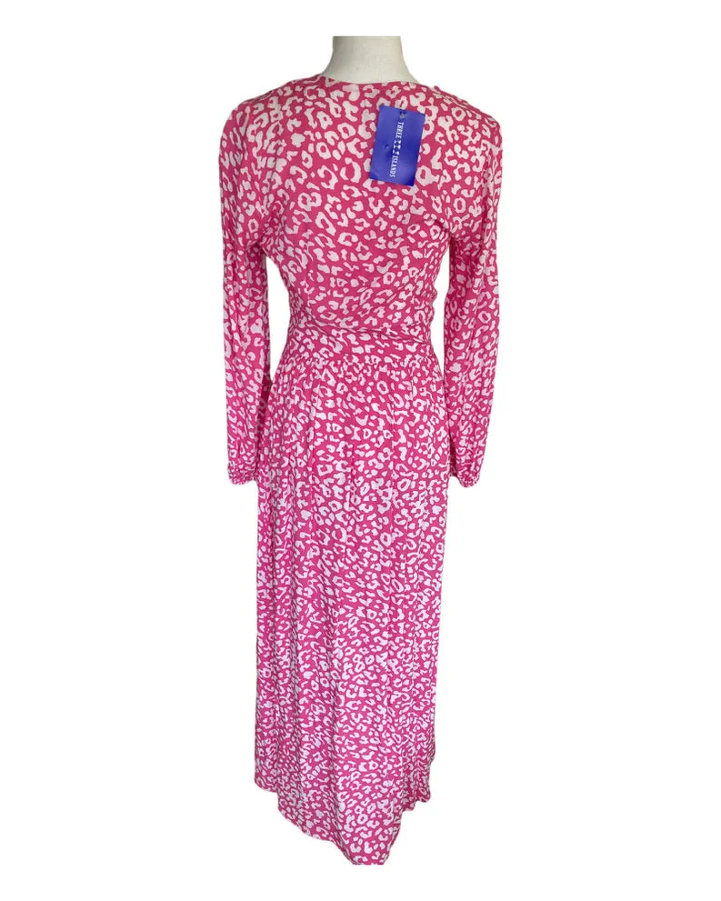 Tikinistika Pink Animal Print Cotton Dress, XS