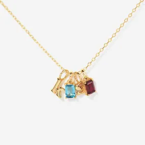 Two Birthstone Two Initial Necklace