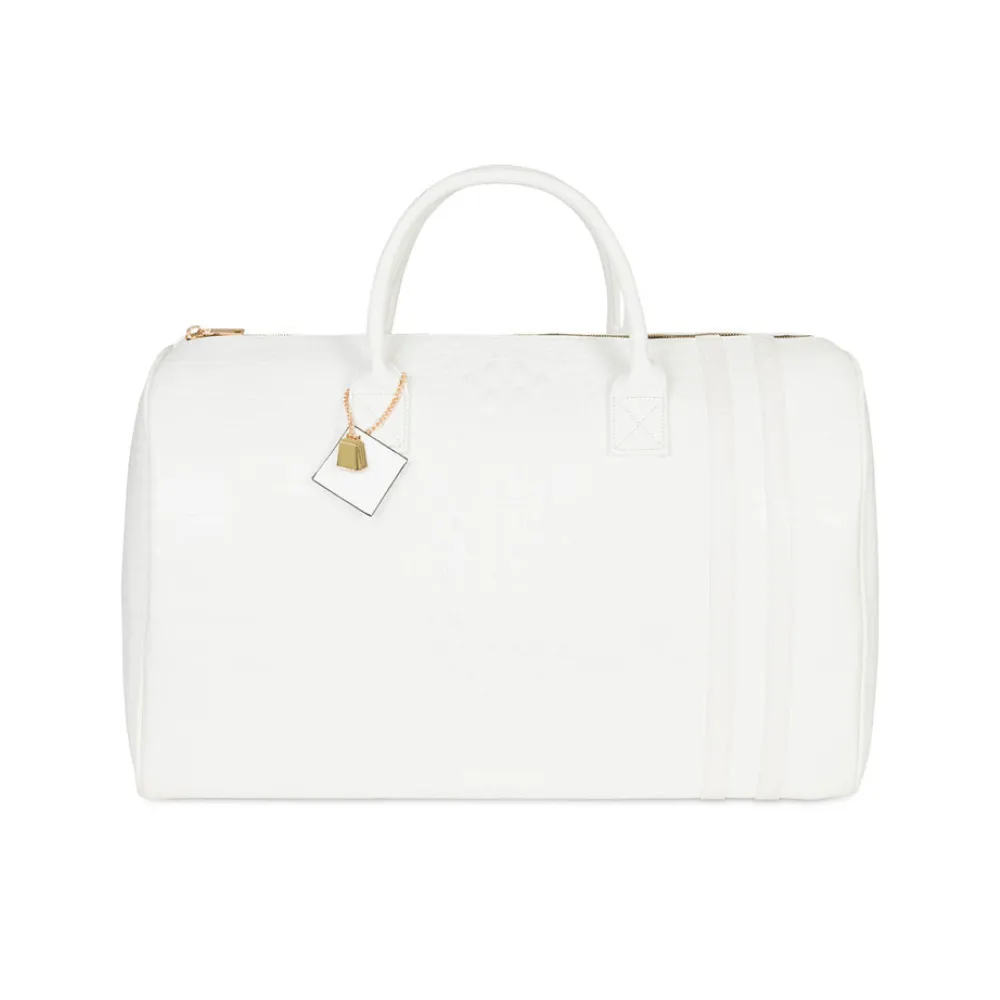 White Apollo 2 Faux Crocodile Skin Duffle Bag