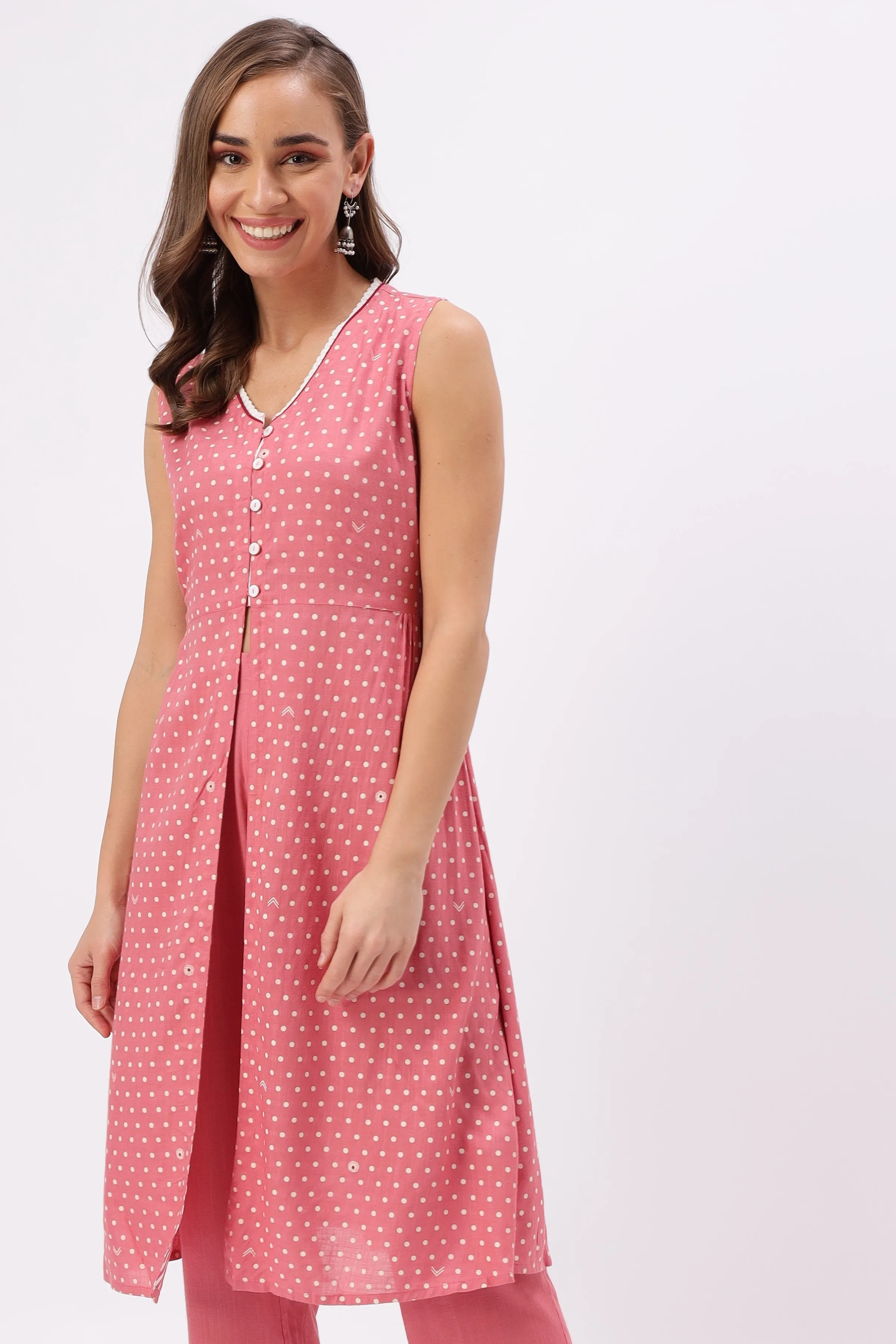 Wildflower Pink Polka Printed Kurta