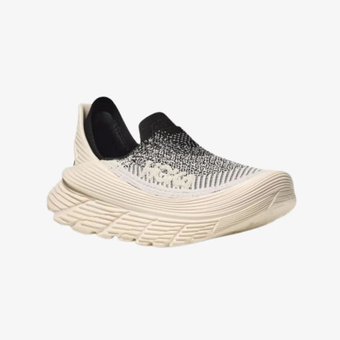 womens hoka restore tc (black/alabaster)