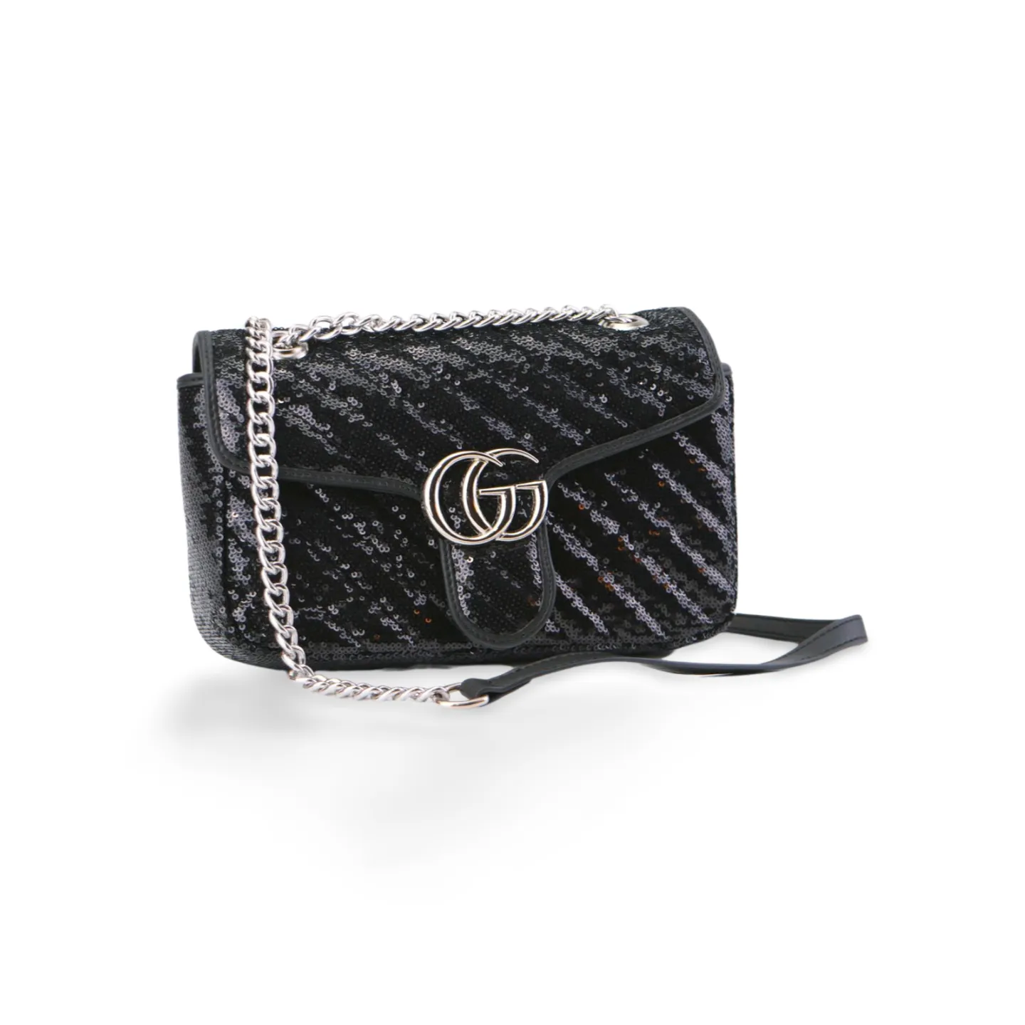 Women's Metallic GG Marmont Small Sequin Shoulder Bag