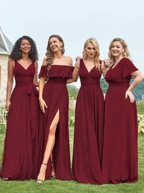 Women's Off Shoulder Ruffle Thigh Split Wholesale Bridesmaid Dresses