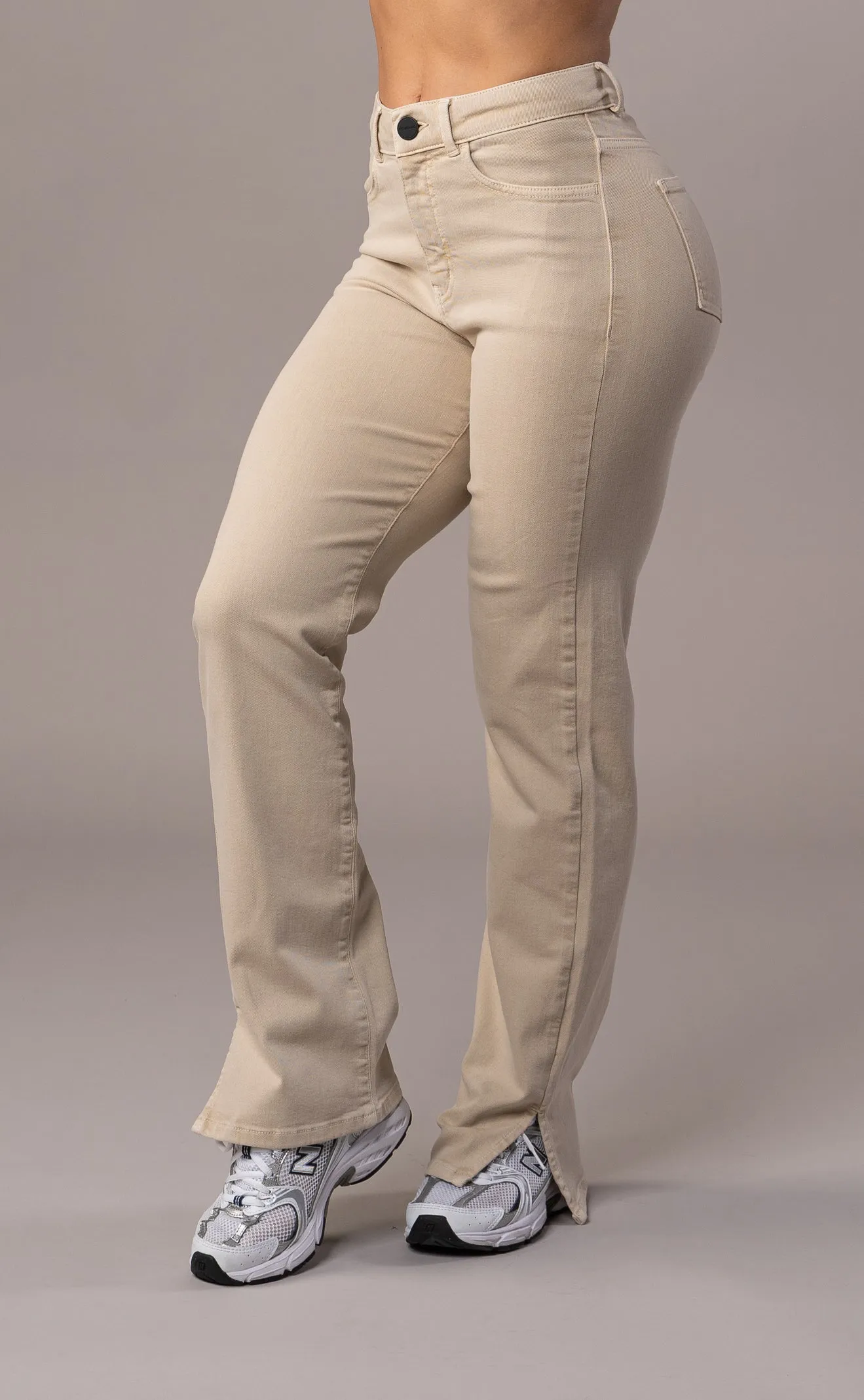 Womens Pastel Straight Leg Fitjeans - Sand