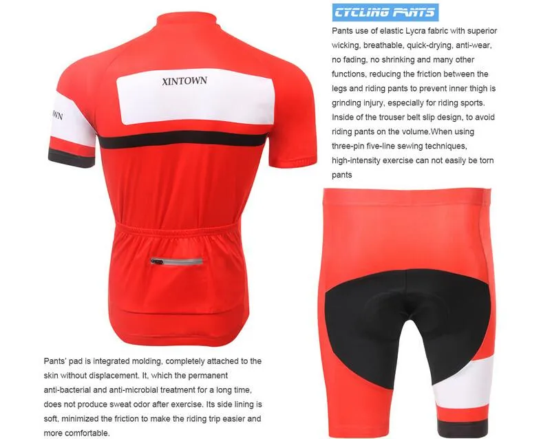 XINTOWN Red White Short Sleeve Cycling Jersey Set