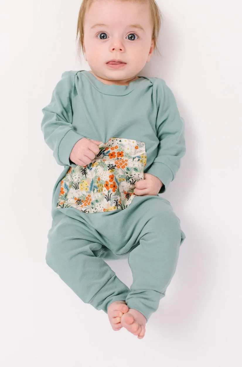 Zipper Romper in Pond Meadow